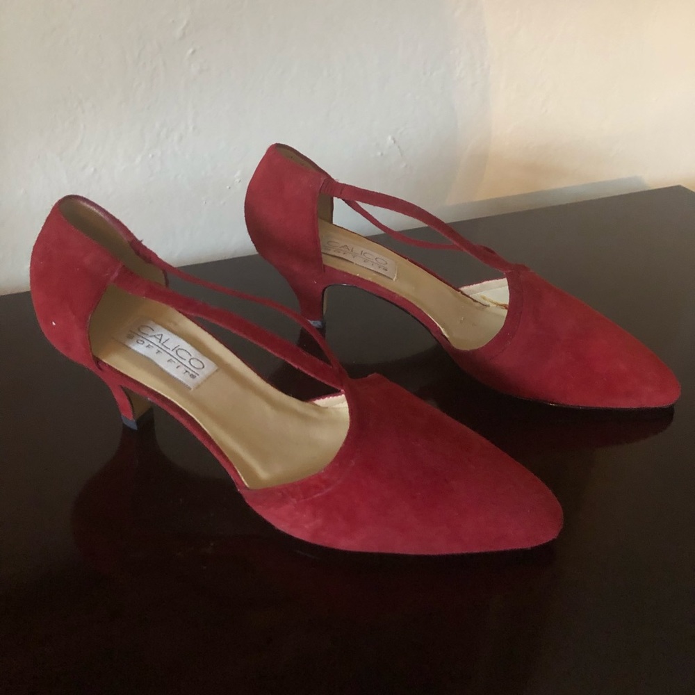 Red/cranberry colored suede shoes